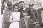 Ivan in his navy uniform with his wife Della Sue, nephew Clint, and brothers Joe, EC and Bob Chron